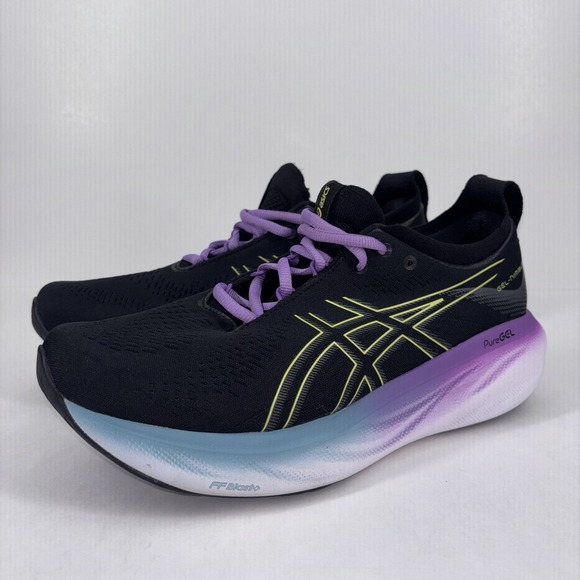ASICS Gel-Nimbus 25 Women's Running Shoes US 11 Black Purple Athletic Sneakers - Picture 1 of 16